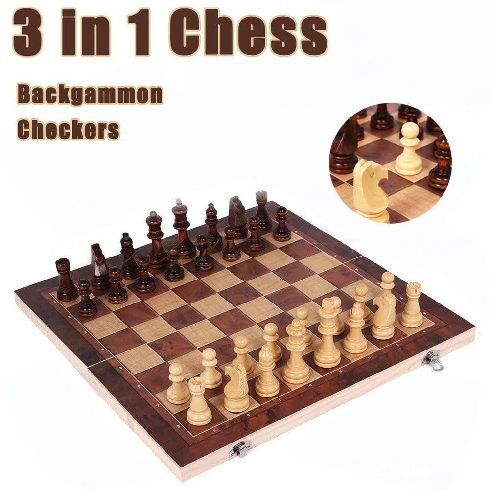 Board Game Yearbook - 3 in 1 Wooden Chess Backgammon