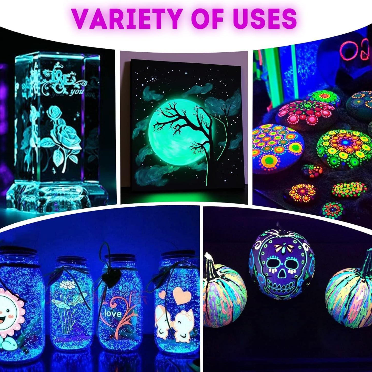 10 Colors 60ml Glow in Dark Ac - Miniature Painting Set ulasan dan harga