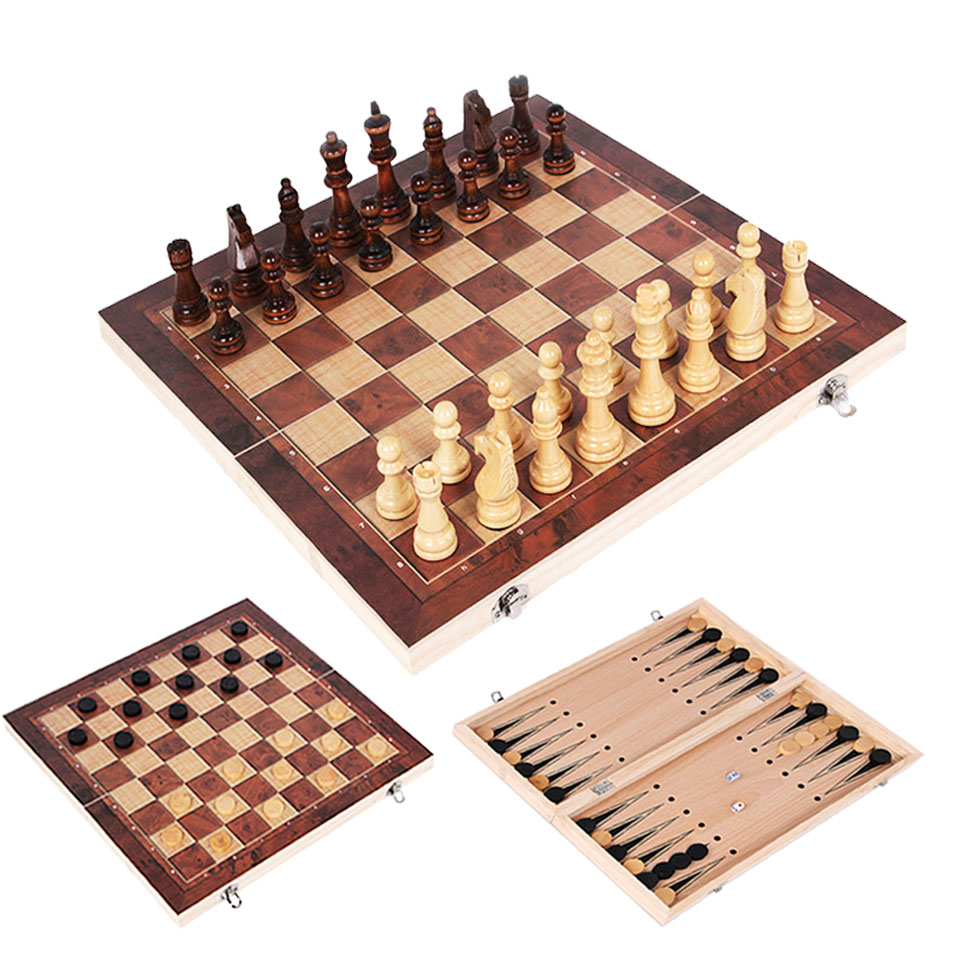 3 in 1 Wooden Chess Backgammon - Board Game Yearbook ulasan dan harga