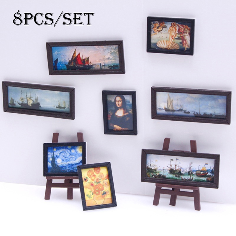8Pcs/Set 1:12 Dollhouse Miniat - Miniature Painting Set ulasan dan harga