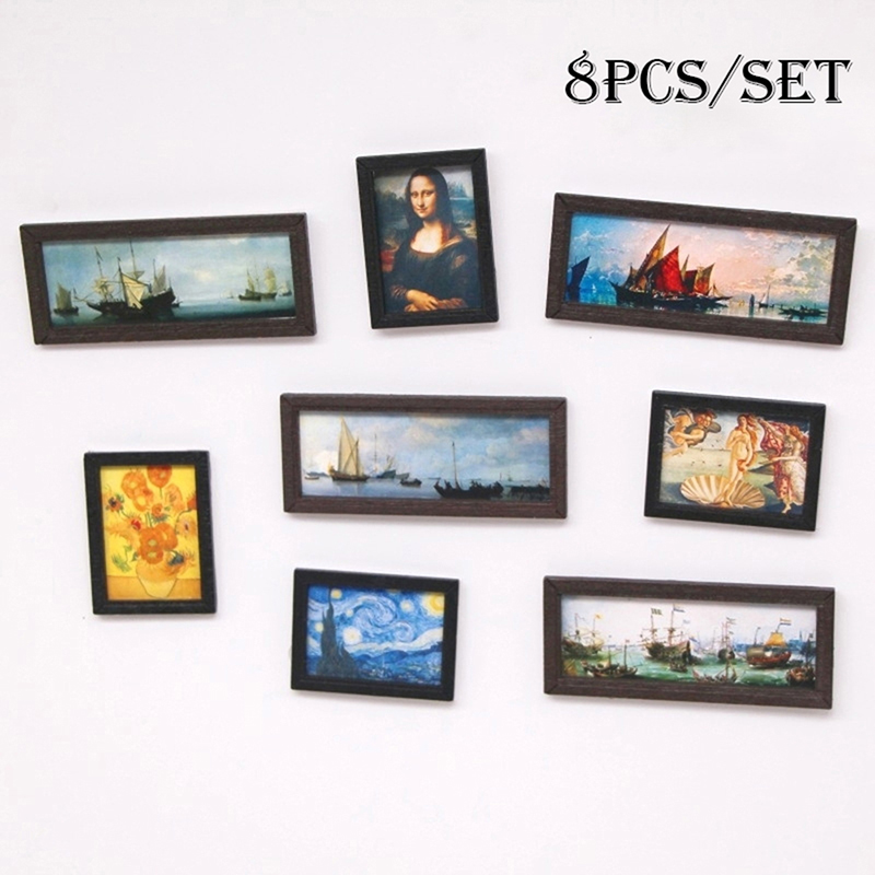 8Pcs/Set 1:12 Dollhouse Miniat - Miniature Painting Set ulasan dan harga