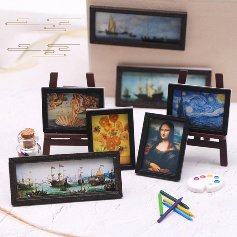 8Pcs/Set 1:12 Dollhouse Miniat - Miniature Painting Set ulasan dan harga